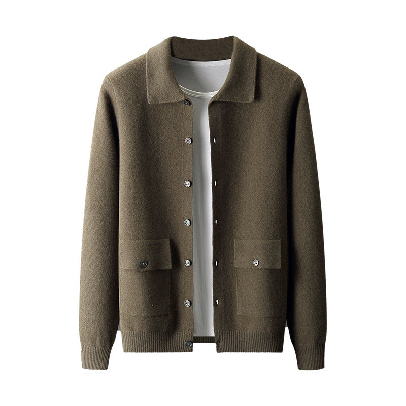 Elizabeth – Dikke Dames Cardigan van Wol met Polokraag in Effen Kleuren voor Herfst en Winter
