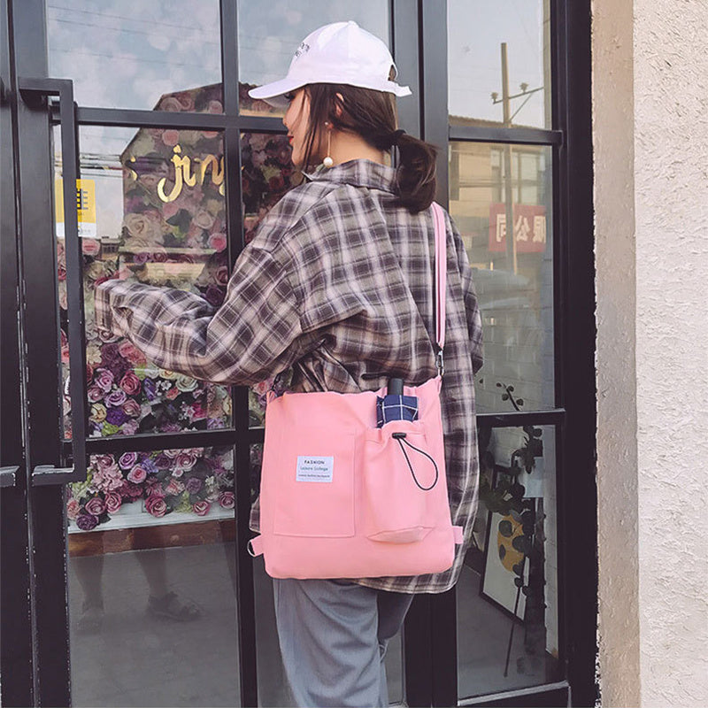 Lauren – Stijlvolle Harajuku Canvas Tas met Vakken voor Vrouwen