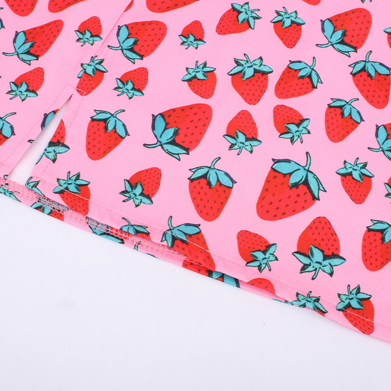 Donna – A-lijn Minirok met Kersenprint en Hoge Taille