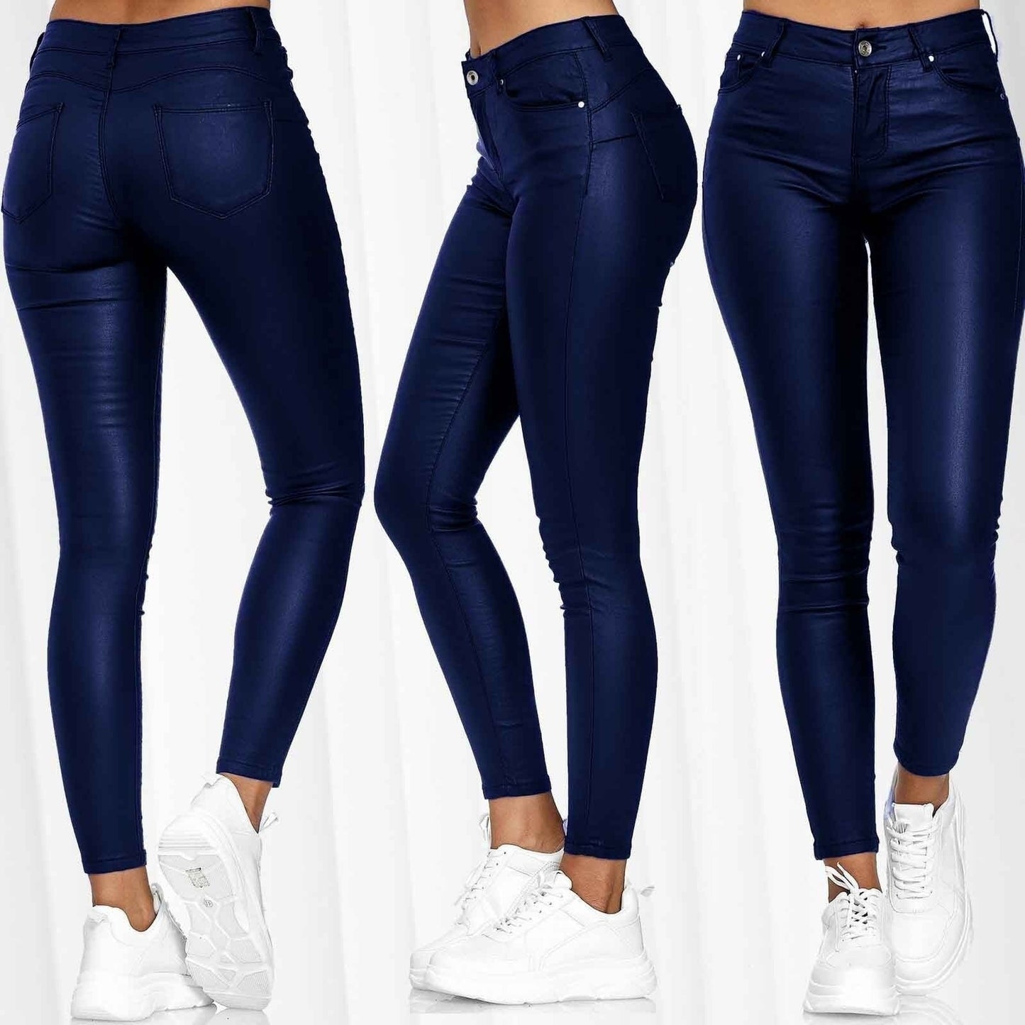 Georgina – Vegan Leren Broek in Effen Ontwerp