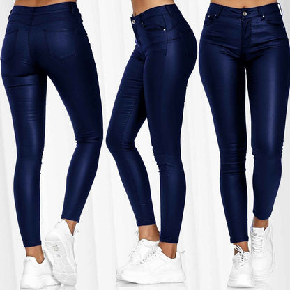 Georgina – Vegan Leren Broek in Effen Ontwerp