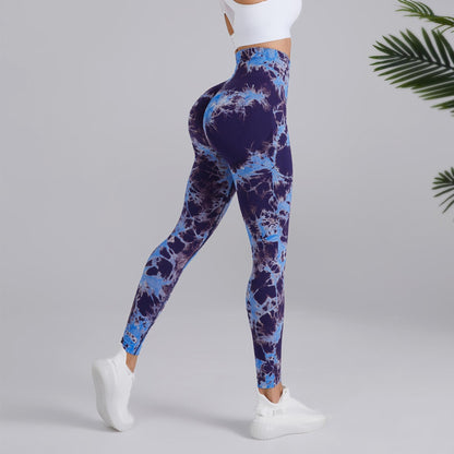 Linda – Hoog getailleerde naadloze yogabroek met batikprint voor dames