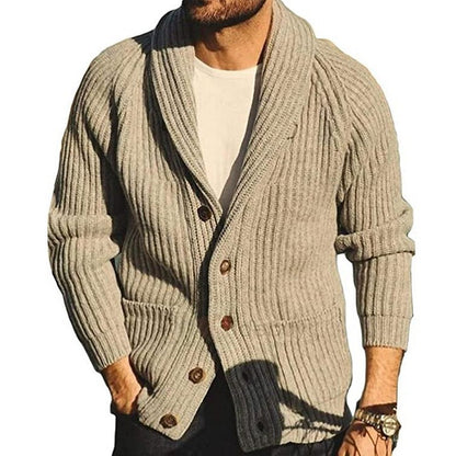 Kevin – Modieuze Heren Cardigan met Knopen en Zakken, Lange Mouwen voor Lente en Herfst