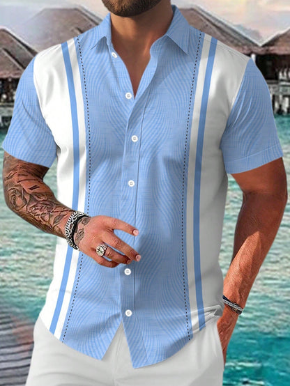 Steve – Casual Geometrisch Kortemouwen Shirt voor Heren