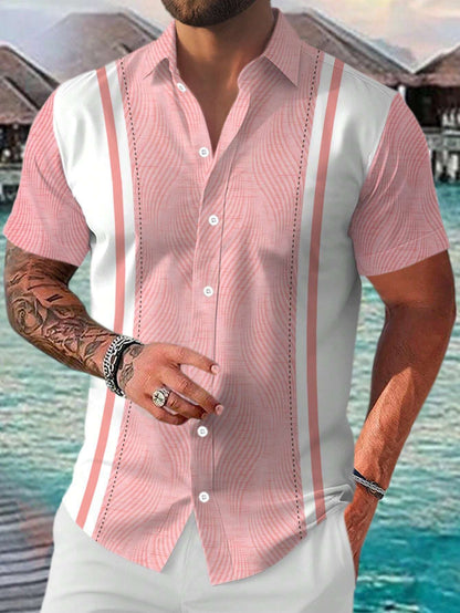 Steve – Casual Geometrisch Kortemouwen Shirt voor Heren