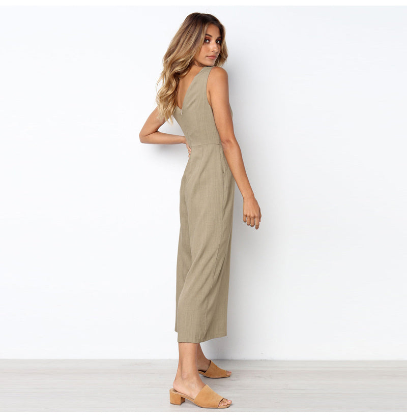 Amelia – Rugloze Jumpsuit met V-Hals