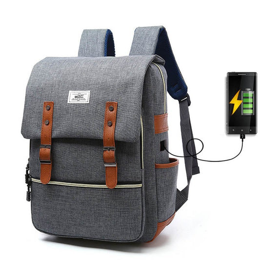 Ben – Vintage Canvas Rucksack met USB-Ladefunctie