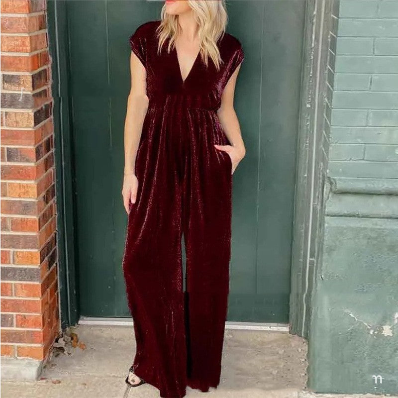 Denise – V-hals Jumpsuit met Hoge Taille