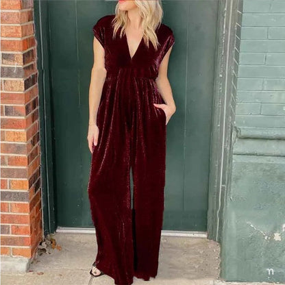 Denise – V-hals Jumpsuit met Hoge Taille