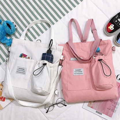 Lauren – Stijlvolle Harajuku Canvas Tas met Vakken voor Vrouwen