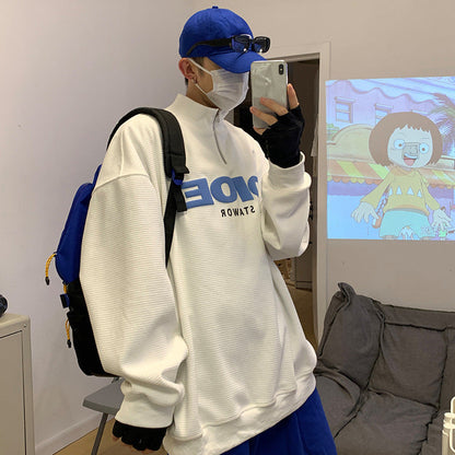 Jeff – Pullover met Opstaande Kraag en Letterprint Hoodie