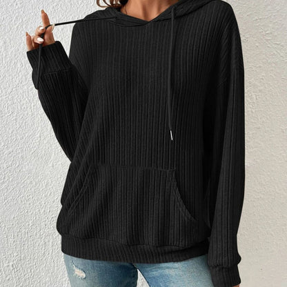 Amanda – Lange Mouwen Hoodie met Zakken en Ingezakte Strepen