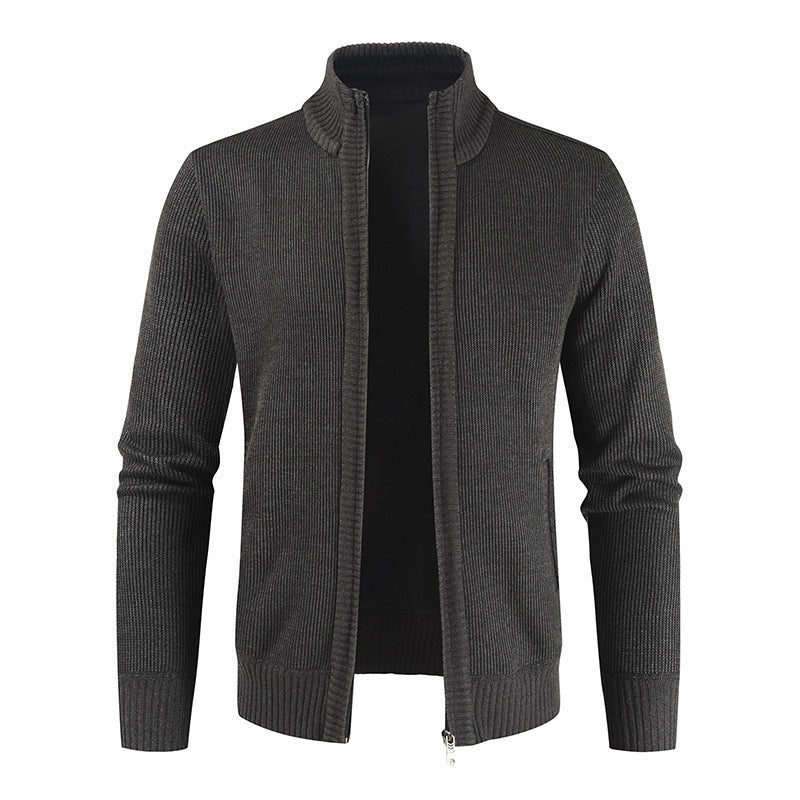 Anthony – Lichte Heren Cardigan met Opstaande Kraag in Effen Kleur