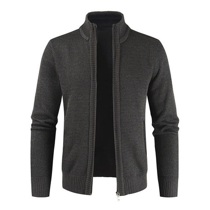 Anthony – Lichte Heren Cardigan met Opstaande Kraag in Effen Kleur