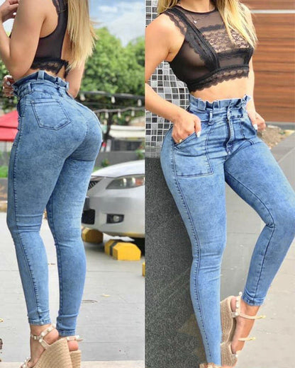 Ann – Europese Damesjeans met Houten Details