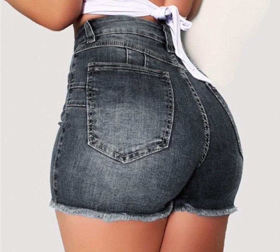 Sara – Strakke Verbleekte Denim-Shorts voor Vrouwen