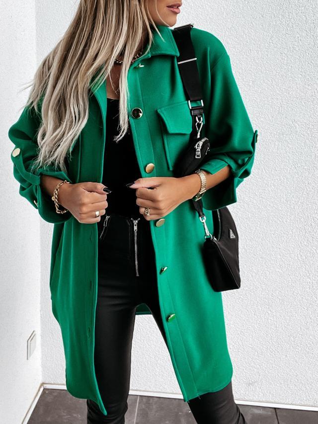 Katy – Middellange Damesjas met Mouwknopen