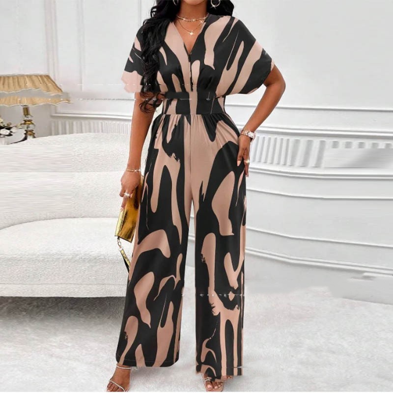 Georgina – Zachte Jumpsuit met V-hals en Print