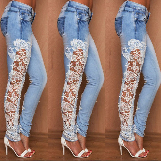 Sandra – Spitzenjeans in Donkerblauw