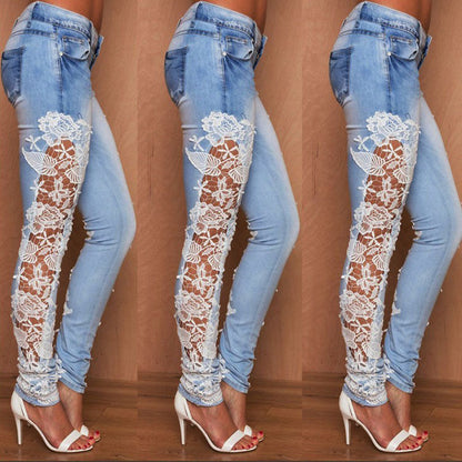 Sandra – Spitzenjeans in Donkerblauw