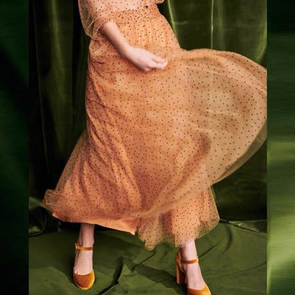 Juliet – Gepunkteter Meshrock mit hohem elastischem Bund