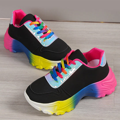 Hannah – Regenboogsneakers voor dames met dikke zool