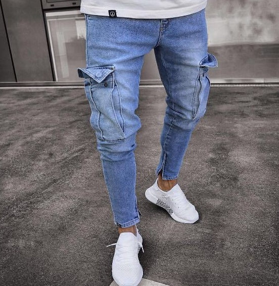Duncan – Cargo-Jeans van Denim met Gaten voor Heren
