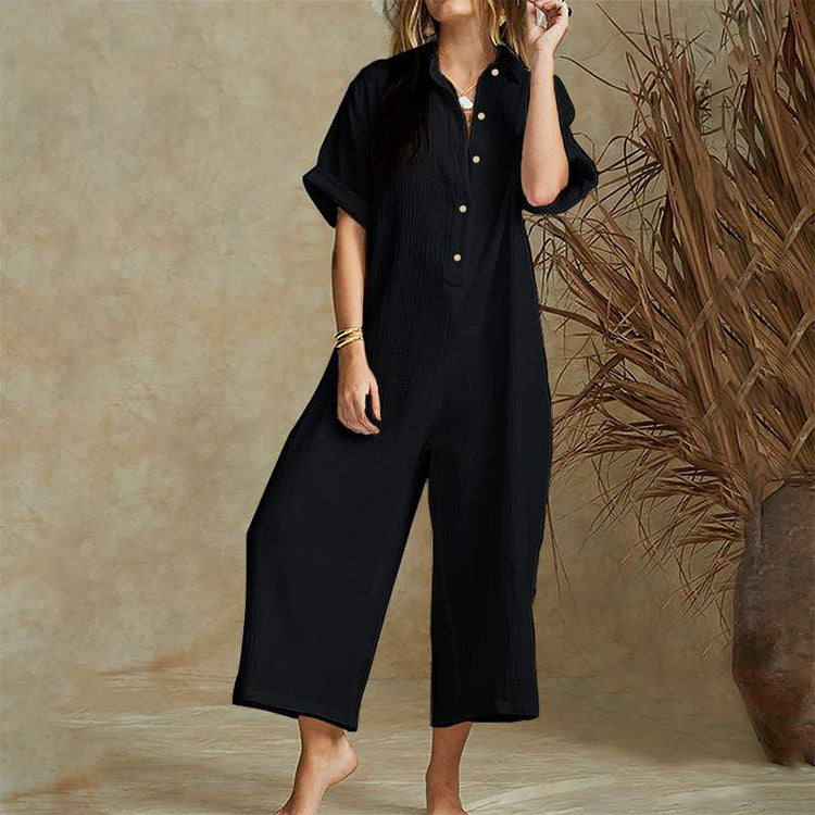 Imogen – Luchtige Jumpsuit met Korte Mouwen