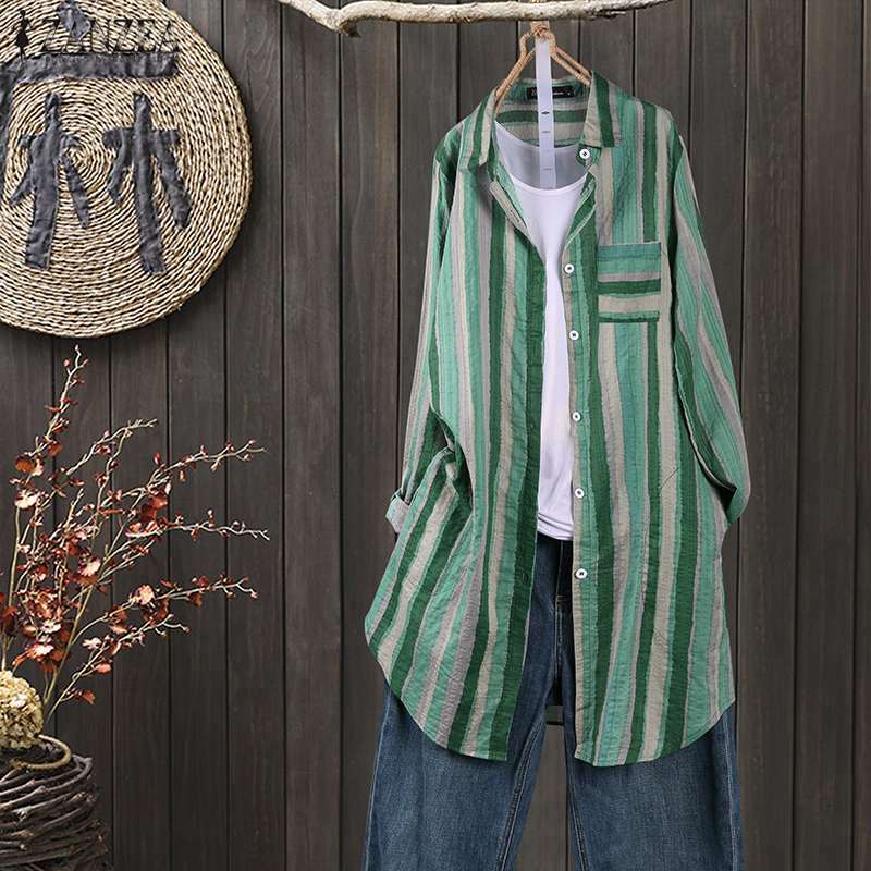 Pamela – Luchtige Blouse met Gestreepte Reverskraag voor Dames in de Herfst