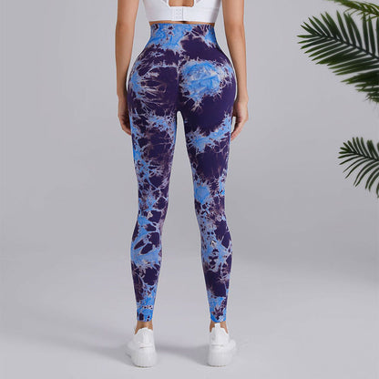Linda – Hoog getailleerde naadloze yogabroek met batikprint voor dames