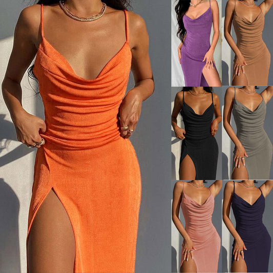 Amanda – Elegant Jurk met Split en Bandjes