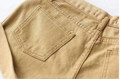 Mandy – Hoge Taille Denim-Shorts met Elastische Tailleband en Wijde Pijpen