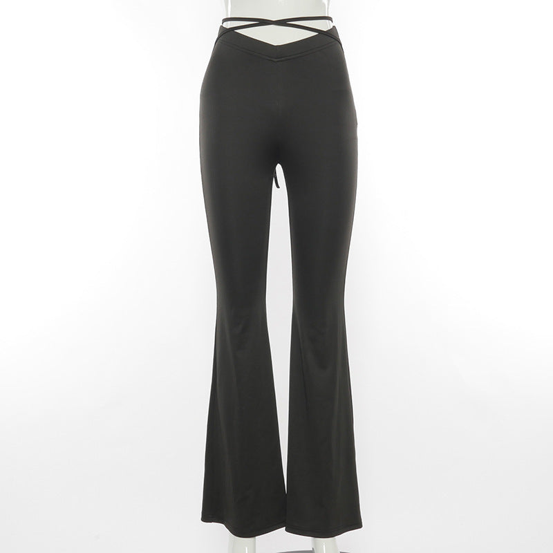 Sandra – V-vormige, verkorte Flared Track Pants met Kruisbanden