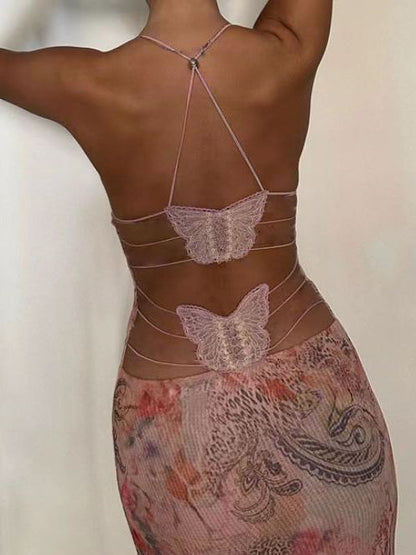 Adele – Sexy Slim Jurk met Bloemenprint en Spaghetti Bandjes