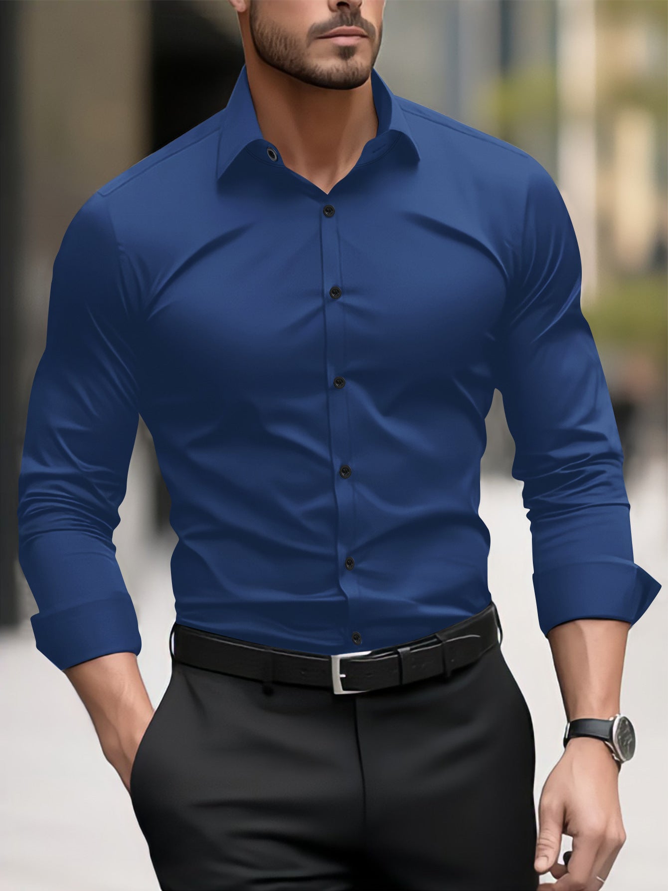 Miles – Lang Business-Casual Overhemd voor Heren
