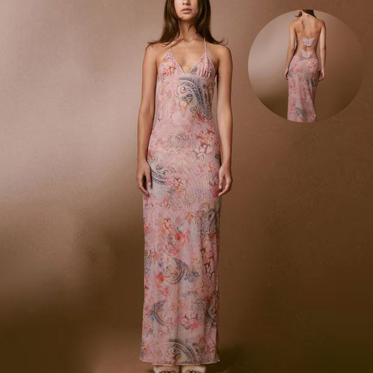 Adele – Sexy Slim Jurk met Bloemenprint en Spaghetti Bandjes