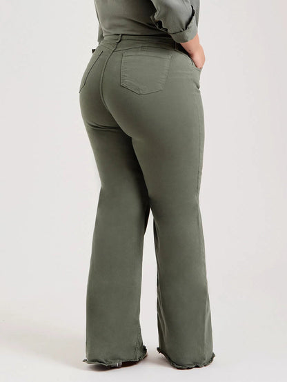 Joy – Modieuze Flared Broek met Franjes
