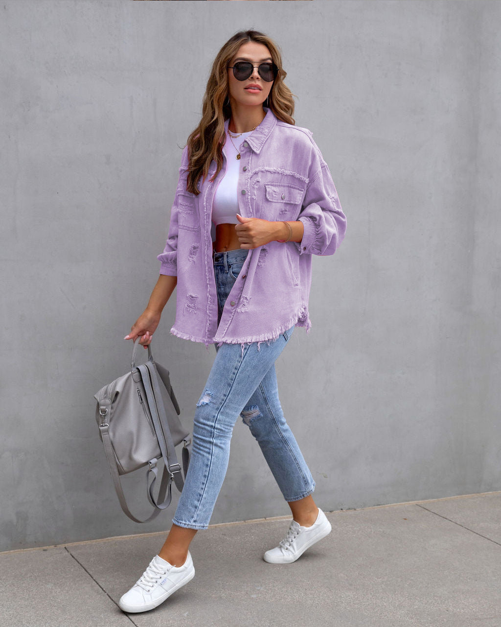 Barbara – Modieuze Gescheurde Shirtjas voor Dames
