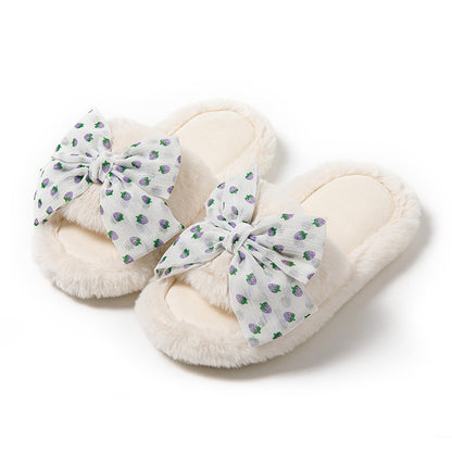 Anna – Katoenen Pantoffels met Polka-Dot-Strik