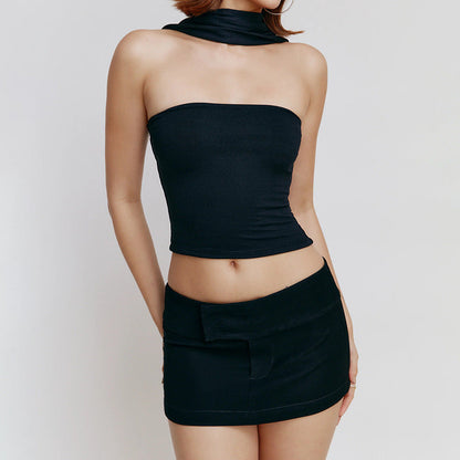 Lucy – Elegant, eenvoudig, strapless top met eenzijdige snit voor dames