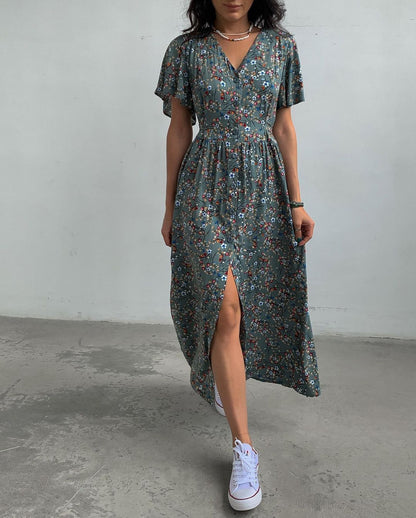 Margaret – Tuniekjurk met Bloemenprint en Split