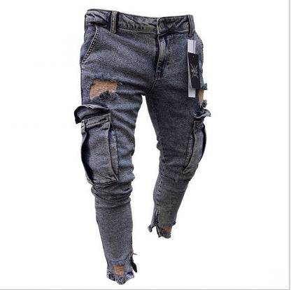 Duncan – Cargo-Jeans van Denim met Gaten voor Heren