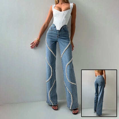 Phoebe – Rechte Damesjeans met Strass-Design