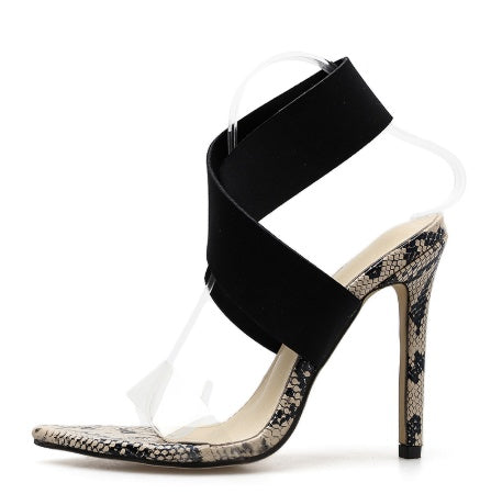 Claire – Hoge Schoenen met Slangenpatroon