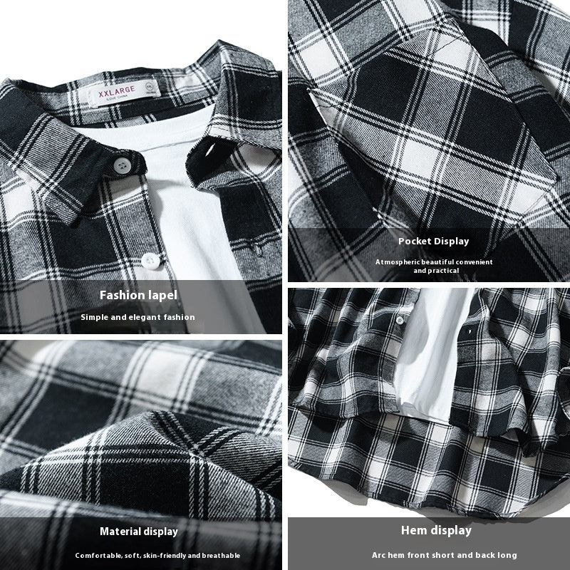 Tracy – Lang mouw casual overhemd in Japanse stijl met ruitpatroon