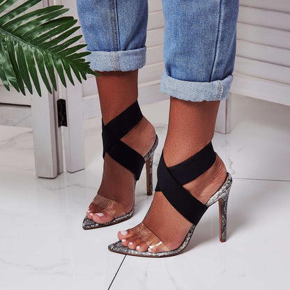 Claire – Hoge Schoenen met Slangenpatroon