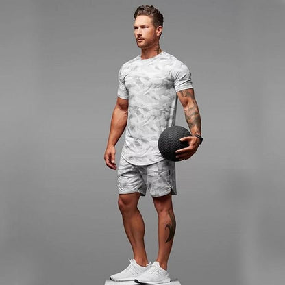 Jamie – Tweedelig Heren Korte Mouw Fitness Camouflage Sportset