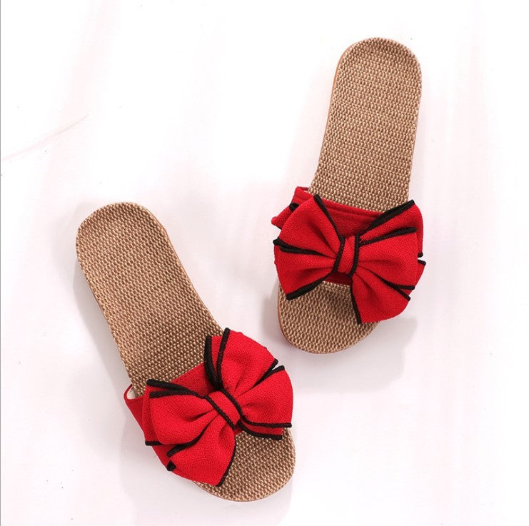 Julie – Zomerslipper met Strik en Platte Linnen