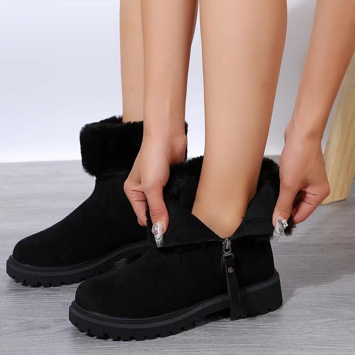 Juliet – Warme Pluchen Laarzen voor Dames met Ritssluiting