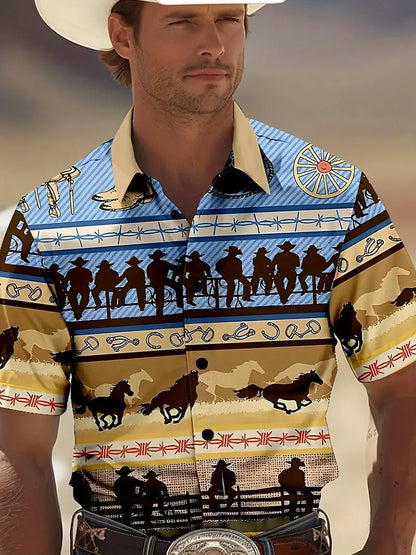 Steve – Casual Geometrisch Kortemouwen Shirt voor Heren